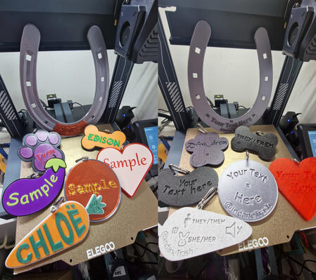 Examples of shapes currently available! Horseshoe, paw, bone, aubergine, circle, heart, carrot.